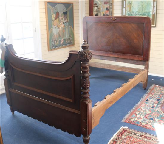 A French mahogany double bed, W.223cm